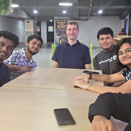 The group after mapping, sitting in a food court
